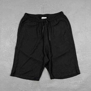 OAK NYC Black Linen and Rayon Blend Baggy Pull-On Shorts Men's Small